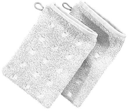 Möve Waschhandschuh Quadretti 2er-Pack Walk-Frottier weiß Größe 15x20 cm
