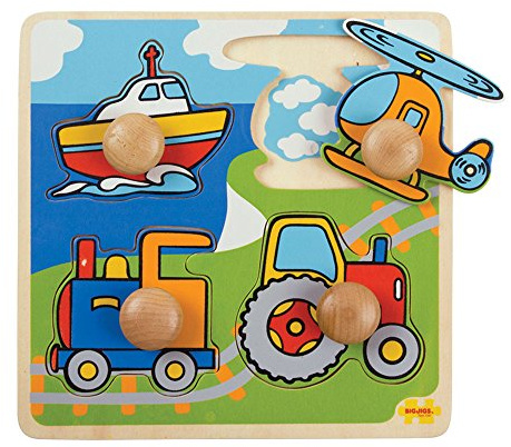 Bigjigs Toys BJ519 Houten Voertuigen Jigsaw Puzzle, 4 dlg, Multi-Coloured