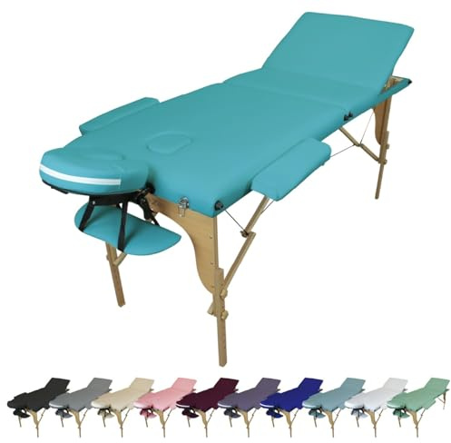 Vivezen - Table de Massage Pliante 3 Zones en Bois avec Panneau Reiki + Accessoires et Housse de Transport - Plusieurs Coloris