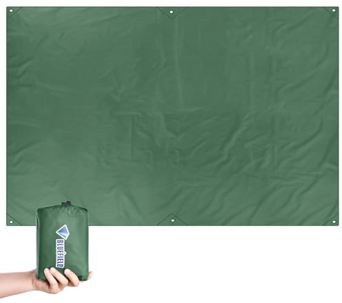 TRIWONDER Telo Impermeabile per Campeggio, Telone Copertura per Esterno, Telo Sottotenda Impermeabile per Picnic Spiaggia Barca Tenda Amaca (B - Verde, S - 2,2x1,5m)