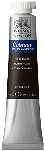 Winsor & Newton 0308331 Water Colour Tube, Ivory Black, 21 ml