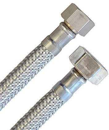 Panzerschlauch 3/8ÜM x 1/2ÜM, Trinkwasserzulassung, DN08, Edelstahl, Länge 15-200 cm, Made in Germany (30cm / 300mm)