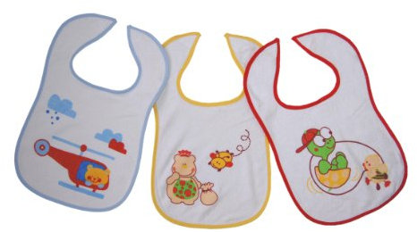 3 Klettlätzchen doppellagig mit Tiermotiven HubKröNil