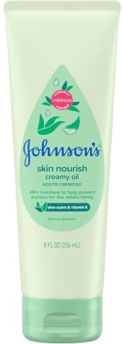 Johnsons Baby Creamy Oil, Aloe Vera & Vitamin E 8 oz (236 ml)(pack of 2)
