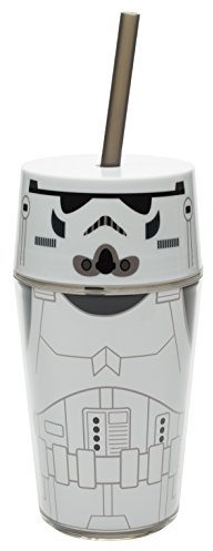 Zak! Designs Isolierbecher mit Schraubdeckel und Strohhalm, C3PO-Grafiken aus Star Wars Sturmtruppem (Storm Trooper) 13 oz mehrfarbig