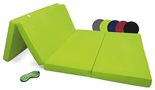 Beautissu Klappmatratze Gästebett klappbar 120x195 cm Faltmatratze Gästematratze faltbar Reisematratze Klappbett Gäste Matratze – Campix Camping Matratze Tragegriff Bodenmatratze waschbar Grün