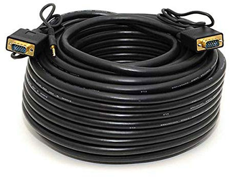 Monoprice Super VGA Cable - 100 Feet - Black | VGA/SVGA Male to Male Monitor Cable w/Stereo Audio and Triple Shielding, 22AWG Conductor