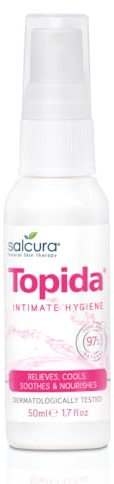 Salcura Natural Skin Therapy, Topida Essential Oil Intimate Hygiene Spray Contains, Safflower, Rosehip, Vitamin E. Perfect For Anyone Prone To Thrush, Vaginal Discomfort & Irritation Or Soreness 50ml