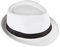 Strohhut Panama Fedora Trilby Gangster Hut Sonnenhut mit Stoffband Farbe:-Weiß (schwarz Band) Gr:-54