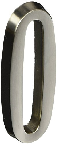 Distinctions 843280 House Number 0, Brushed Nickel Zinc Self-Adhesive Address Number, Modern Outdoor Address Sign for Front Door, Mailbox, Wall, or Plaque, 4 Inches