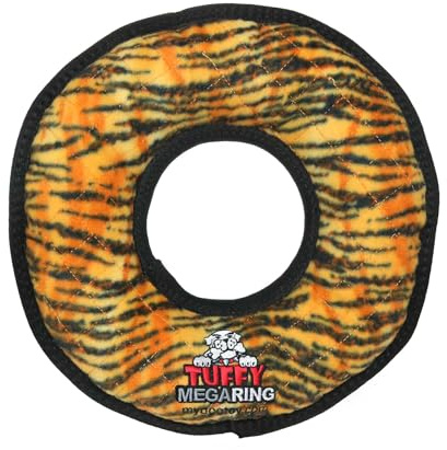TUFFY - World's Tuffest Soft Dog Toy - MEGA -Multiple Layers. Made Durable, Strong & Tough. Interactive Play (Tug, Toss & Fetch). Machine Washable & Floats (Ring Tiger, Large)