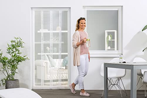 empasa Insektenschutz Lamellenvorhang Fliegenvorhang für Türen Fliegengitter Türvorhang Polyester 100 x 220 cm Weiß