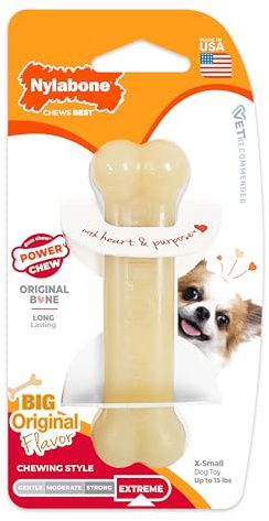 Nylabone Dura Chew Extreme Tough Dog Chew Toy, Original Flavour, X-Small, for Dogs Up to 7 kg