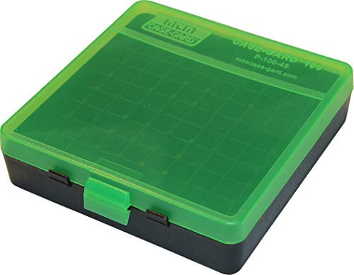 MTM 100 Round Flip-Top Ammo Box 380/9MM Cal (Clear Green/Black)