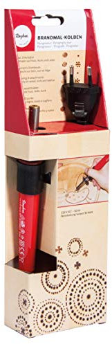 Rayher Brandmal-Kolben, kleiner, handlicher Brennstab für Brandmalerei auf Holz, Kork oder Leder, inklusiv 9 verschiedene Brennaufsätze und 1 Ablageböckchen, 89766000