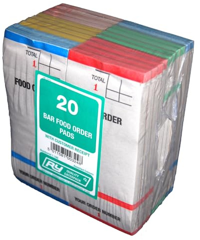 Caterpack - 20 Pack Waiter Order Pads - Restaurant Cafe Takeaway Food Order Notepads, Waitress Bar Food Pads, Catering Order Books, Hospitality Stationery,