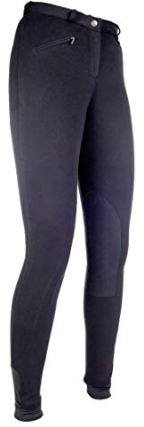 HKM Pantalon d'équitation pour Fille Pantalon de Penny Easy avec basanes - noir - 116 cm