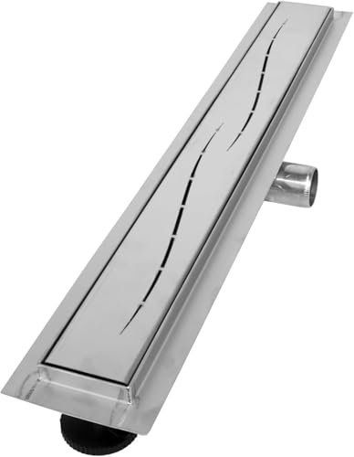 VILSTEIN Duschrinnen Komplettset Selbstreinigend, Größen von 30 bis 160 cm extra flach aus Edelstahl - 30cm Welle