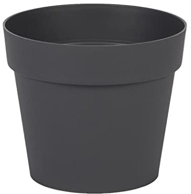 EDA - Pot de Fleur Rond TOSCANE Ø 14 cm - Volume 1,1 L - Ø 13,5 cm x H.11,7 cm - Gris anthracite
