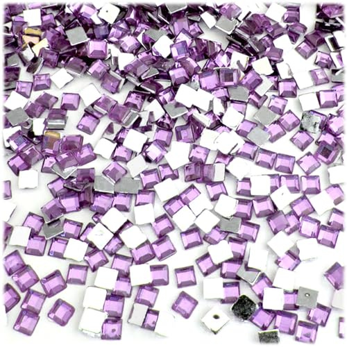 The Crafts Outlet 144pc Rhinestones Square 6mm - 30ss Lavender Light Purple or Light Amethyst