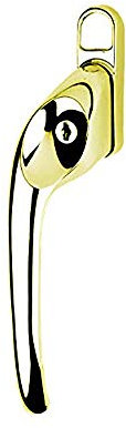 Yale YWHLCK40L-PG Offset-Fenstergriff, passend für Linkshänder-Fenster, 40 mm Spindel, abschließbar, verpackt, geeignet für PVCu-Fenster, poliertes Gold-Finish