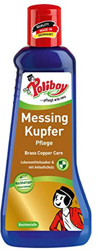 POLIBOY Messing Kupfer Pflege - Glanzpolitur gegen Anlaufstellen - Messingputzmittel mit Carnaubawachs - 1x 200 ml - Made in Germany