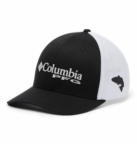 Columbia Unisex PFG Logo Mesh Ball Cap, Black, L/XL