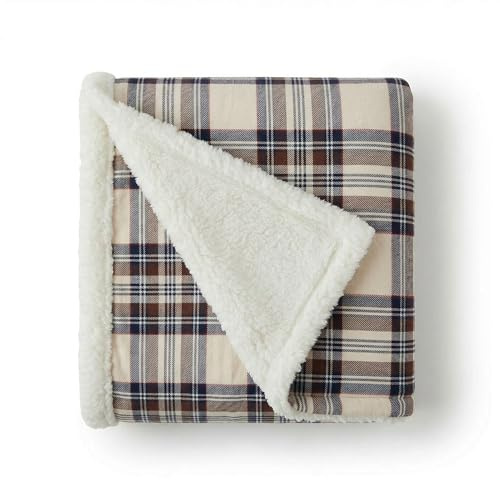 Eddie Bauer - Sherpa Throw Blanket for Couch 50x60 – Ultra Soft Reversible Fleece & Plush Sherpa Blanket, Warm Cozy Plaid Throw Blanket for Sofa, Bed, Living Room, Cabin Decor
