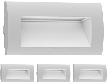 ledscom.de 4 Stück LED Wandeinbauleuchte ZIBAL, Downlight für außen, IP65 matt, 140 x 70mm, 3,3 W, 223lm, kaltweiß