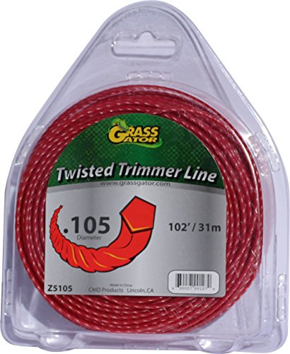 Grass Gator Z5105 - Twisted Trimmer Line - .105-Inch Heavy Duty Professional - Red Nylon - 102 Foot - Medium Donut for Gas Trimmers & High-Power Brushless Motors