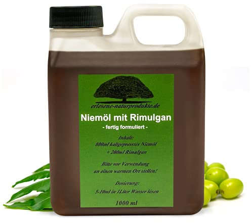 erlesene-naturprodukte Neemöl - Niemöl mit Rimulgan (Emulgator) - fertig gemischtes Pflanzenöl - sofortige Anwendung für gesunde Pflanzen - 1 L