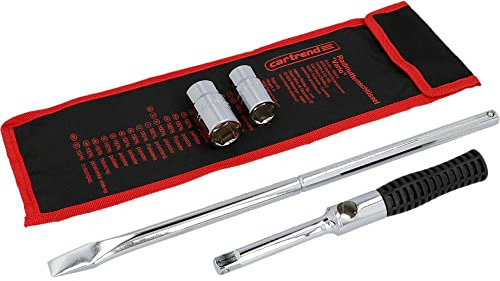 cartrend Radmutternschlüssel Vario, mit gelagertem Rotationsgriff und Stecknüsse für 17/19/21/23 mm, Stahl