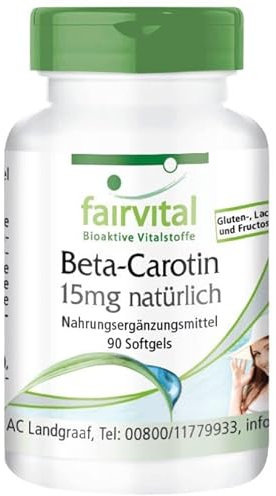Fairvital | Beta Carotin 25.000 IE - 90 Softgels - 15mg pro Kapsel - HOCHDOSIERT - Provitamin A
