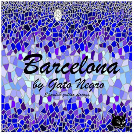 Gato Negro Barcelona Juego de Cuerdas para Guitarra Clásica, Nylon Transparente y Bajos Plateados, Tensión Media, Fabricado Artesanalmente en España desde 1868