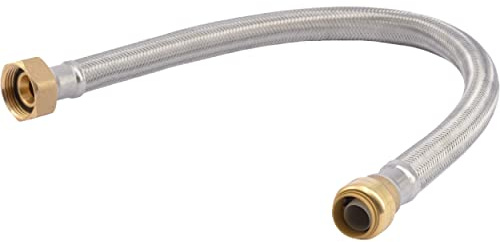 SharkBite 3/4 Inch x 1 Inch FIP x 24 Inch Stainless Steel Braided Flexible Water Softener Connector, Push To Connect Brass Plumbing Fitting, PEX Pipe, Copper, CPVC, PE-RT, HDPE, U3086FLEX24LF