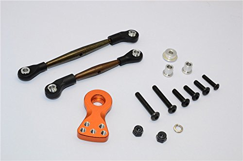 GPM RACING Tamiya Lunch Box Upgrade Parts Spring Steel Modified Anti-Thread Steering Tie Rod With Servo Horn - 1 Set Orange