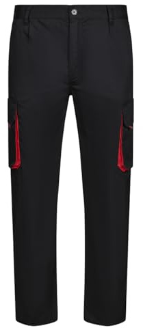 Velilla 103004 - Pantalon multipoches (taille 48) couleur noir et rouge