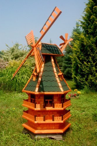 XXL Windmühle, Gartenwindmühle, Windmühlen aus Holz, kugelgelagert 1,50m imprägniert (grün)