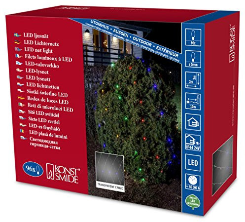 Konstsmide Light Sets Outdoor 96 LED 3 x 3 m Net Light on Transparent Cable - Multi Coloured 3757-503EE