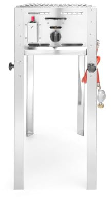 HENDI Grill a gas Grill-Master Mini, cucina, griglia per barbecue, a gas propano e butano, accensione elettronica, 5,8kW(Hs), 340x540x(H)840mm, acciaio inox 18/0