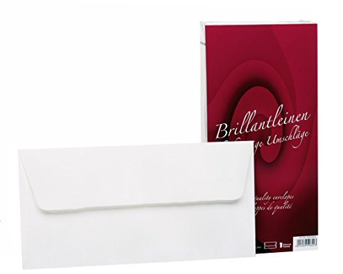 Rössler Papier 20261833 - Brillantleinen - Briefhüllen DIN lang, 25 Stück, weiß