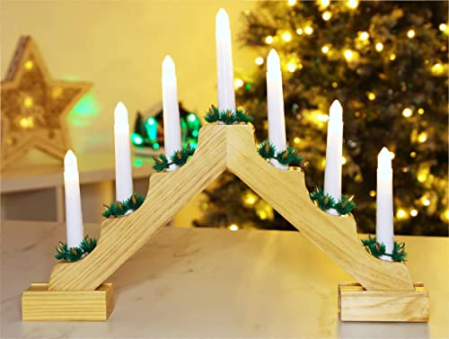Christmas Concepts® Christmas Wooden Candle Bridge with Warm White LED Lights - Battery Operated