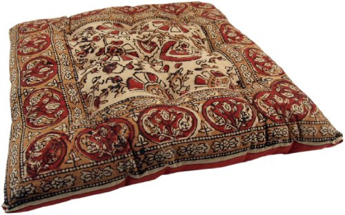 GURU SHOP Steppkissen, Handgefertigtes Blockdruck Stuhlkissen 40x40 cm - Modell 3, Baumwolle