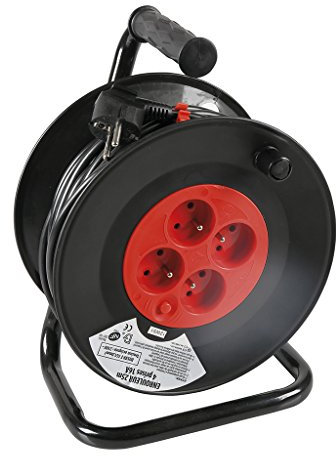 EXPERT LINE - Enrouleurs de câbles électriques, Extentions d'alimentation - Enrouleur électrique 3G1mm² / 25m / 16A - Rallonge électrique 25M -4 prises avec disjoncteur thermique