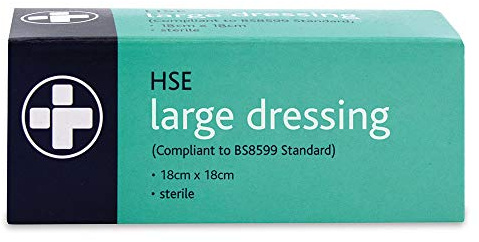 Reliance Medical Large Sterile HSE Dressing in Box, 10cm x 10cm, Ideal for First Aid Emergencies, Wound Care, and HSE Kit Refills (Pack of 10)