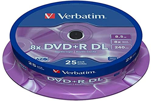 Verbatim DVD+R Double Layer 8x Matt Silver 25pk Spindle 8.5GB DVD+R DL