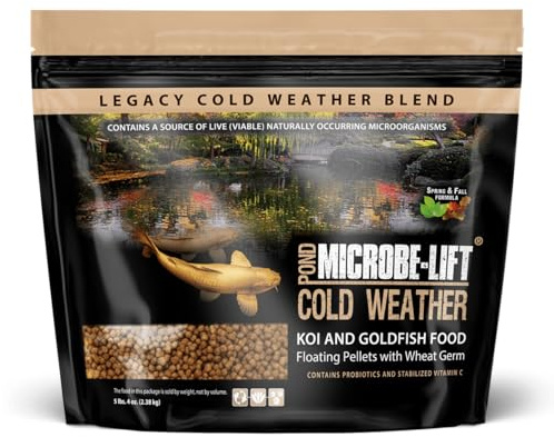 MICROBE-LIFT MLLWGLG Cold Weather Floating Fish Food Pellets with Wheat Germ for Ponds, Water Gardens, and Fountains, for Live Goldfish and Koi, 5.25 Pounds