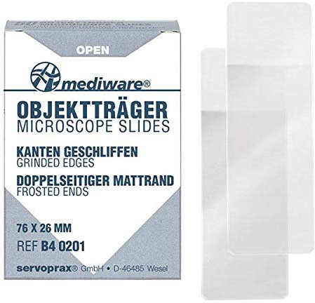 Mediware B4 0201 Objektträger Geschliffen mit Mattrand (50-er Pack)
