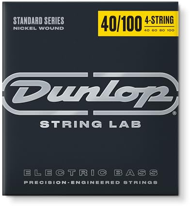 Dunlop DBN40100 Nickel Light 4 String 40-100 Stainless Steel Bass Guitar Strings
