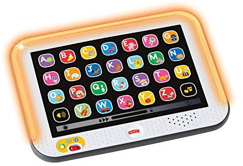 Fisher-Price Ríe y Aprende Mi primera tablet, juguete electrónico educativo con luces y sonidos para bebé +1 año, Versión: Francés, CDG56